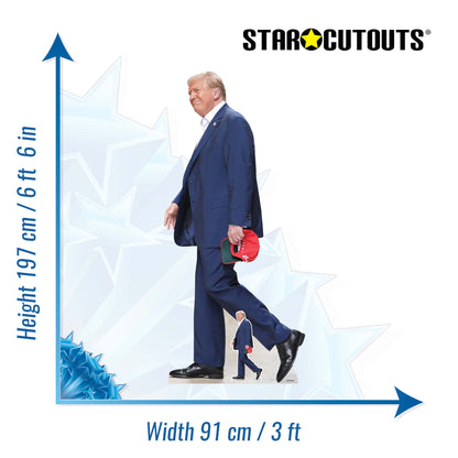 SC4510 Donald Trump Walks Cardboard Cut Out Height 197cm