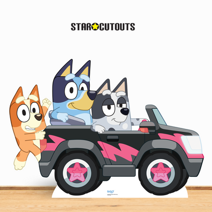SC4533 Bluey Bingo and Muffin Driving Cardboard Cut Out Height 93cm