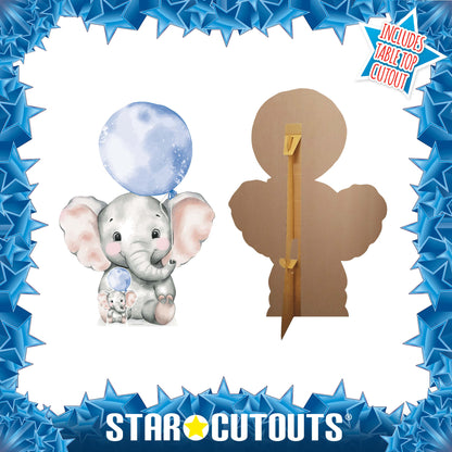 SC4549 Elephant with Blue Balloon Cardboard Cut Out Height 133cm