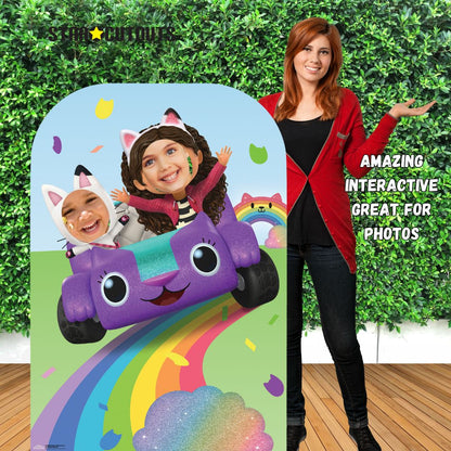 SC4566 Gabbys Dollhouse Carlita, Pandy Paws Driving on Rainbow Stand-In Cardboard Cut Out Height 131cm