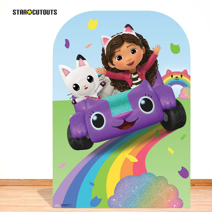 SC4566 Gabbys Dollhouse Carlita, Pandy Paws Driving on Rainbow Stand-In Cardboard Cut Out Height 131cm