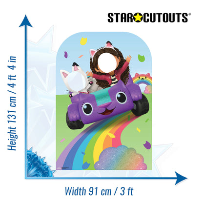 SC4566 Gabbys Dollhouse Carlita, Pandy Paws Driving on Rainbow Stand-In Cardboard Cut Out Height 131cm