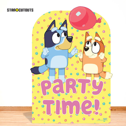 SC4570 Bluey Bingo Balloon Play Party Time  Child Sized Backdrop Cardboard Cut Out Height 135cm