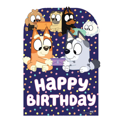 SC4571 Bluey and Friends Happy  Birthday  Child Sized Backdrop Cardboard Cut Out Height 132cm