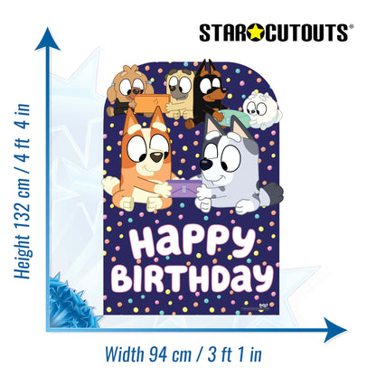 SC4571 Bluey and Friends Happy  Birthday  Child Sized Backdrop Cardboard Cut Out Height 132cm