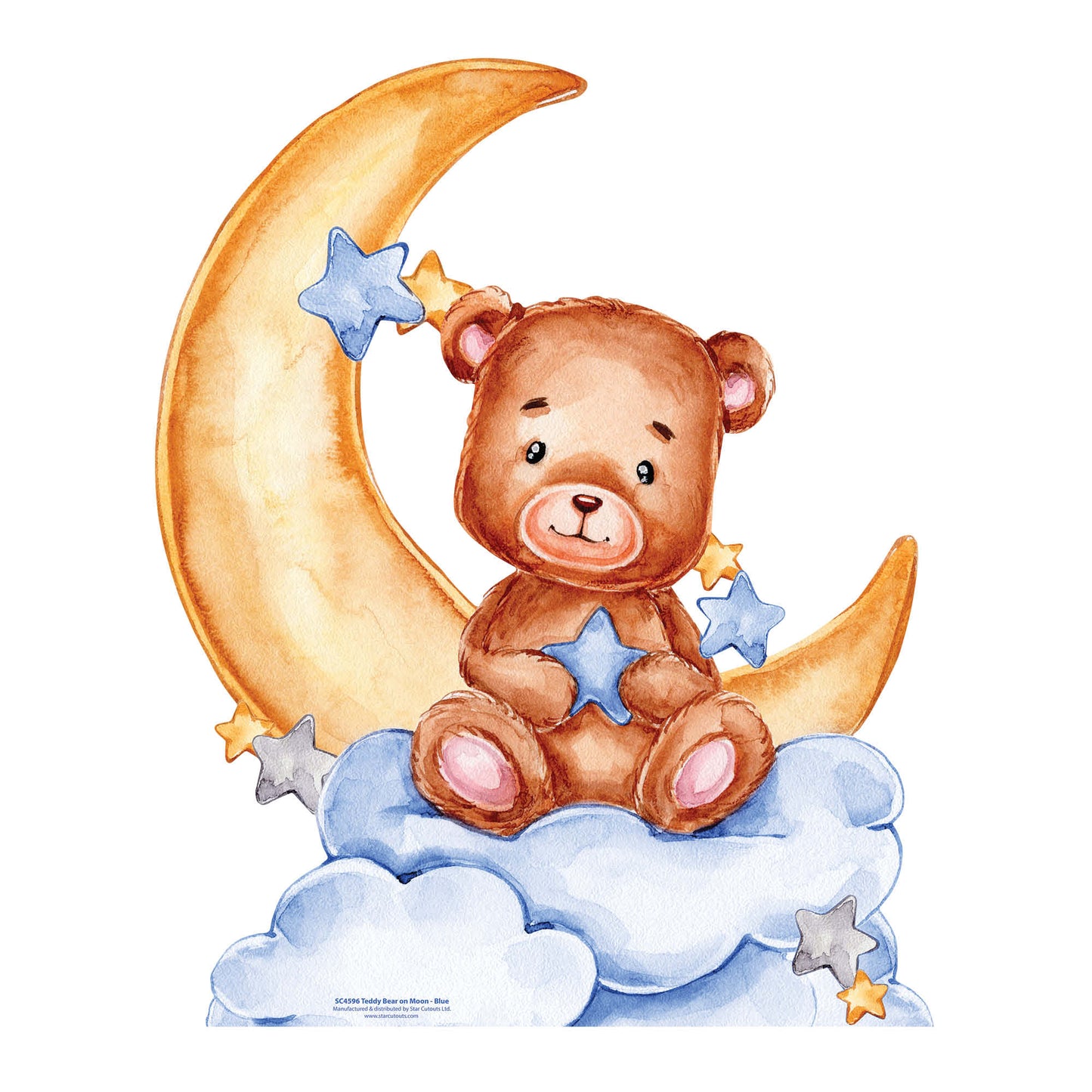 SC4596 Cute Baby Teddy Bear Moon Blue Cardboard Cut Out Height 92cm