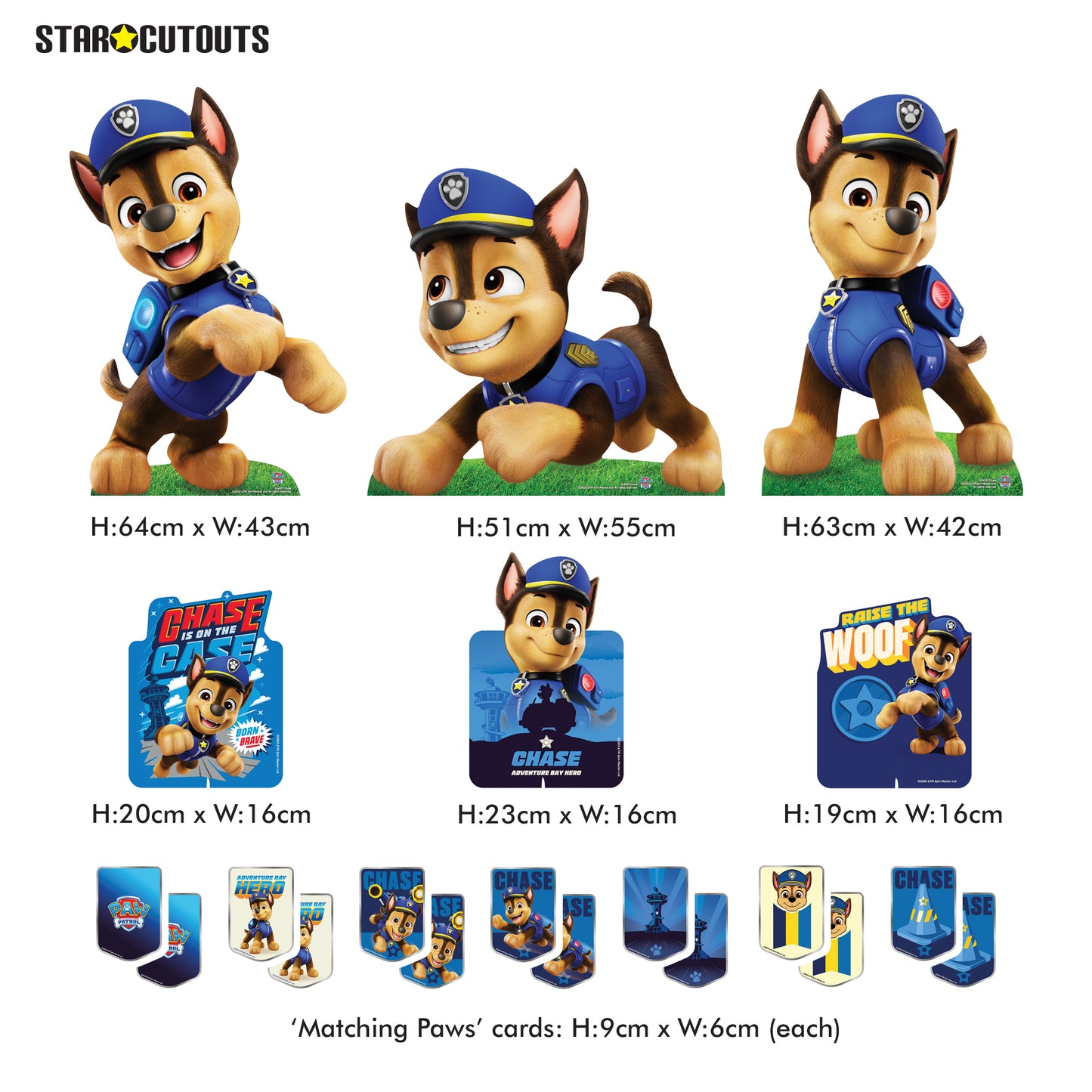 SC4597 Three Chase Paw Patrol  Multi-Pack Cardboard Cut Outs Height 66cm