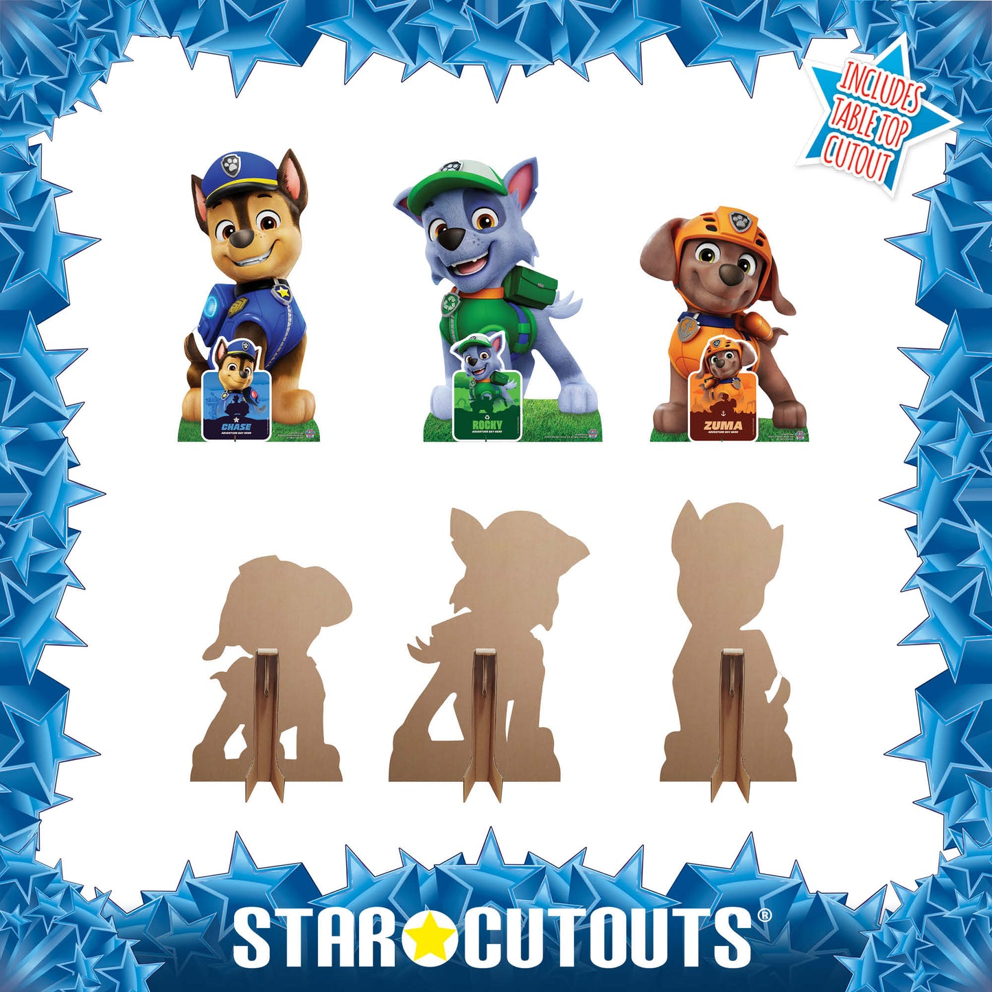 SC4599 Chase, Rocky  and Zuma  Paw Patrol  Multi-Pack Cardboard Cut Outs Height 66cm