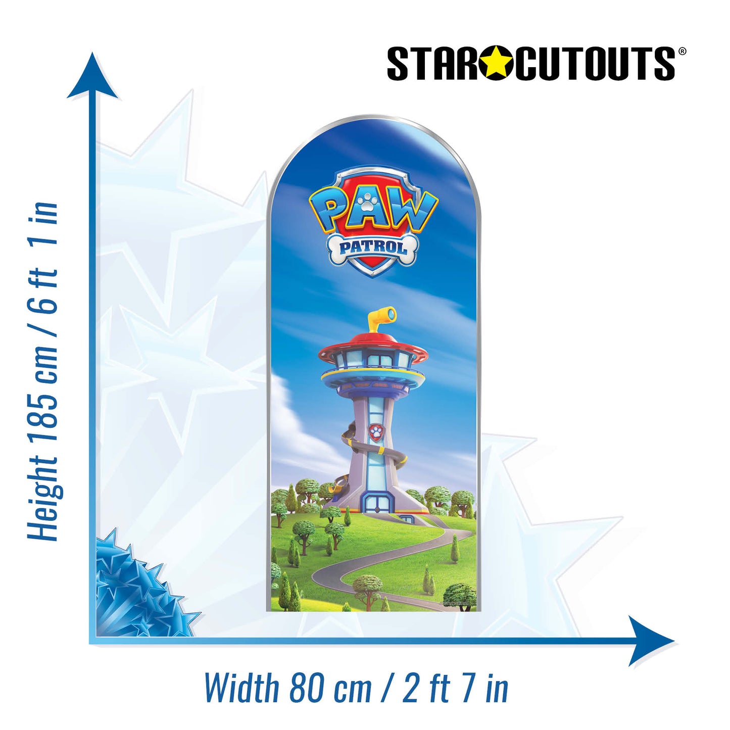 SC4603 Paw Patrol Logo Tower Backdrop Single Cardboard Cut Out Height 185cm