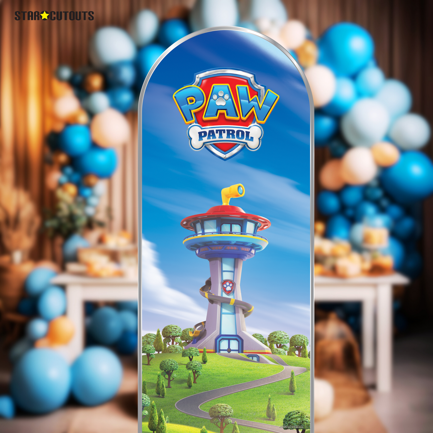 SC4603 Paw Patrol Logo Tower Backdrop Single Cardboard Cut Out Height 185cm