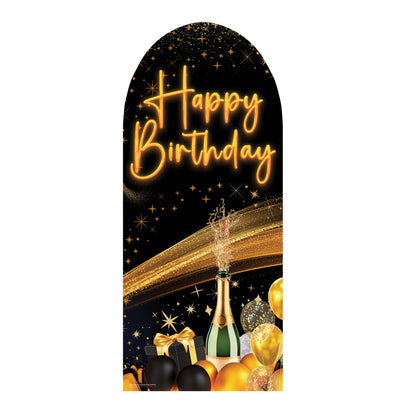 SC4612 Black & Gold Birthday Backdrop Sailboard Cardboard Cut Out Height 185cm
