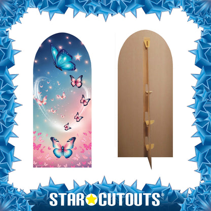 SC4613 Pink and Blue Butterfly Backdrop Sailboard Cardboard Cut Out Height 185cm