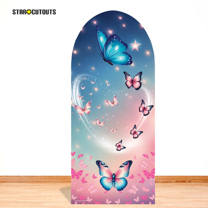 SC4613 Pink and Blue Butterfly Backdrop Sailboard Cardboard Cut Out Height 185cm