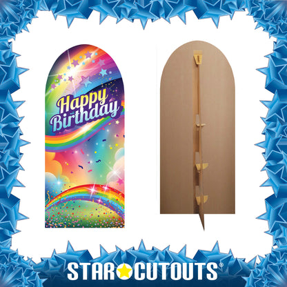 SC4615 Rainbow Birthday Backdrop Sailboard Cardboard Cut Out Height 185cm