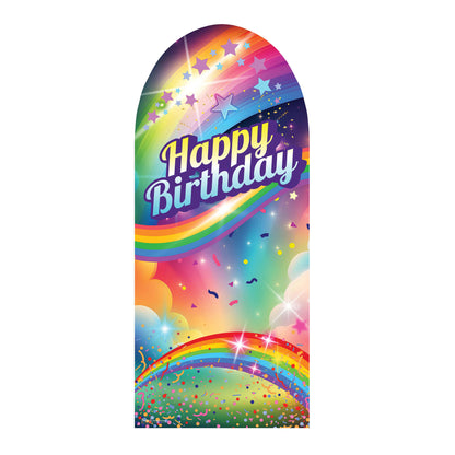 SC4615 Rainbow Birthday Backdrop Sailboard Cardboard Cut Out Height 185cm