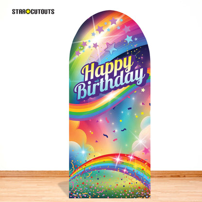 SC4615 Rainbow Birthday Backdrop Sailboard Cardboard Cut Out Height 185cm