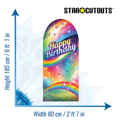 SC4615 Rainbow Birthday Backdrop Sailboard Cardboard Cut Out Height 185cm