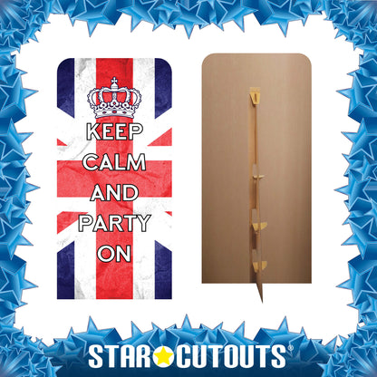 SC4622 Keep Calm & Party On Union Jack  Backdrop Single Cardboard Cut Out Height 191cm