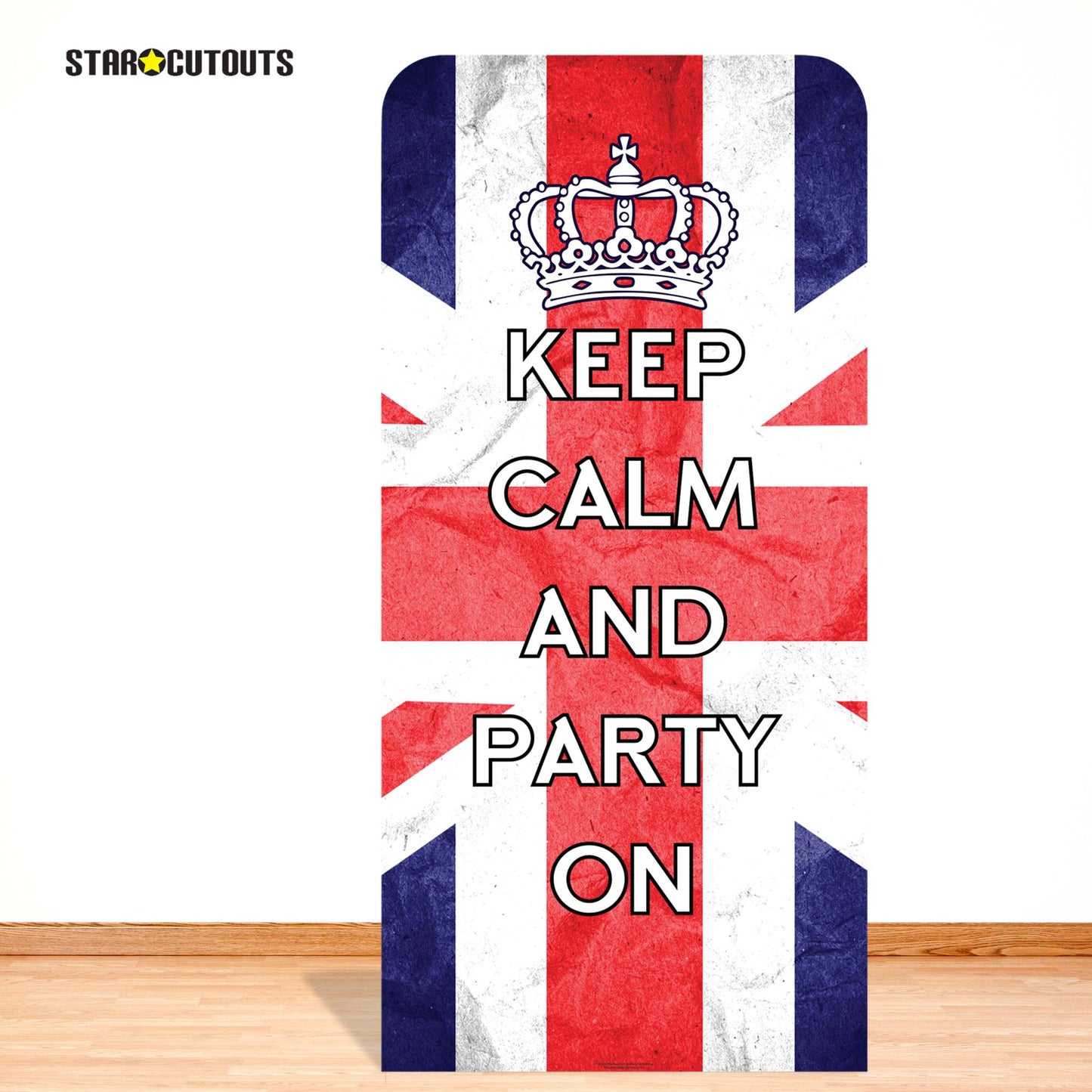 SC4622 Keep Calm & Party On Union Jack  Backdrop Single Cardboard Cut Out Height 191cm