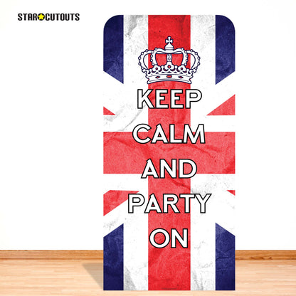 SC4622 Keep Calm & Party On Union Jack  Backdrop Single Cardboard Cut Out Height 191cm