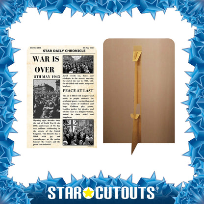 SC4626 War Is Over Newspaper Small  Vintage Backdrop Single Cardboard Cut Out Height 134cm