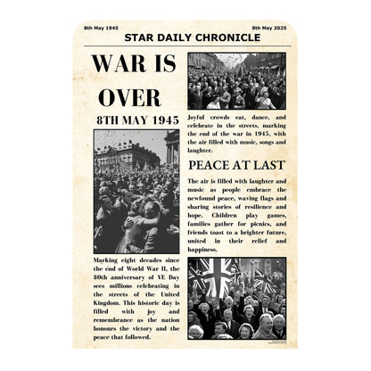 SC4626 War Is Over Newspaper Small  Vintage Backdrop Single Cardboard Cut Out Height 134cm