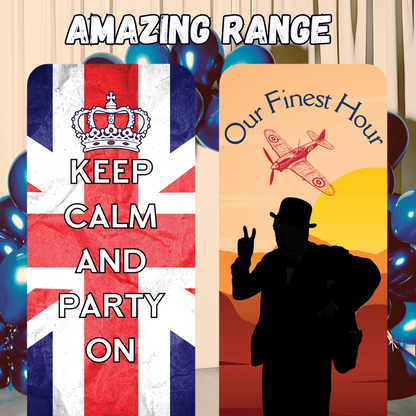 SC4623 VE Day Gold 80 Years Union Jack Flag Backdrop Single Cardboard Cut Out Height 191cm