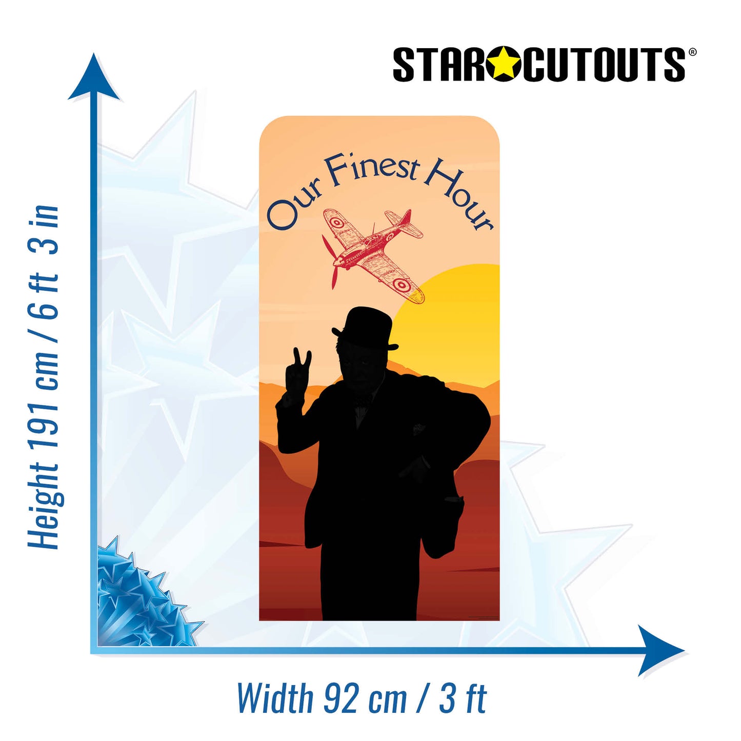 SC4627 Churchill's Finest Hour With Spitfire Backdrop Single Cardboard Cut Out Height 191cm