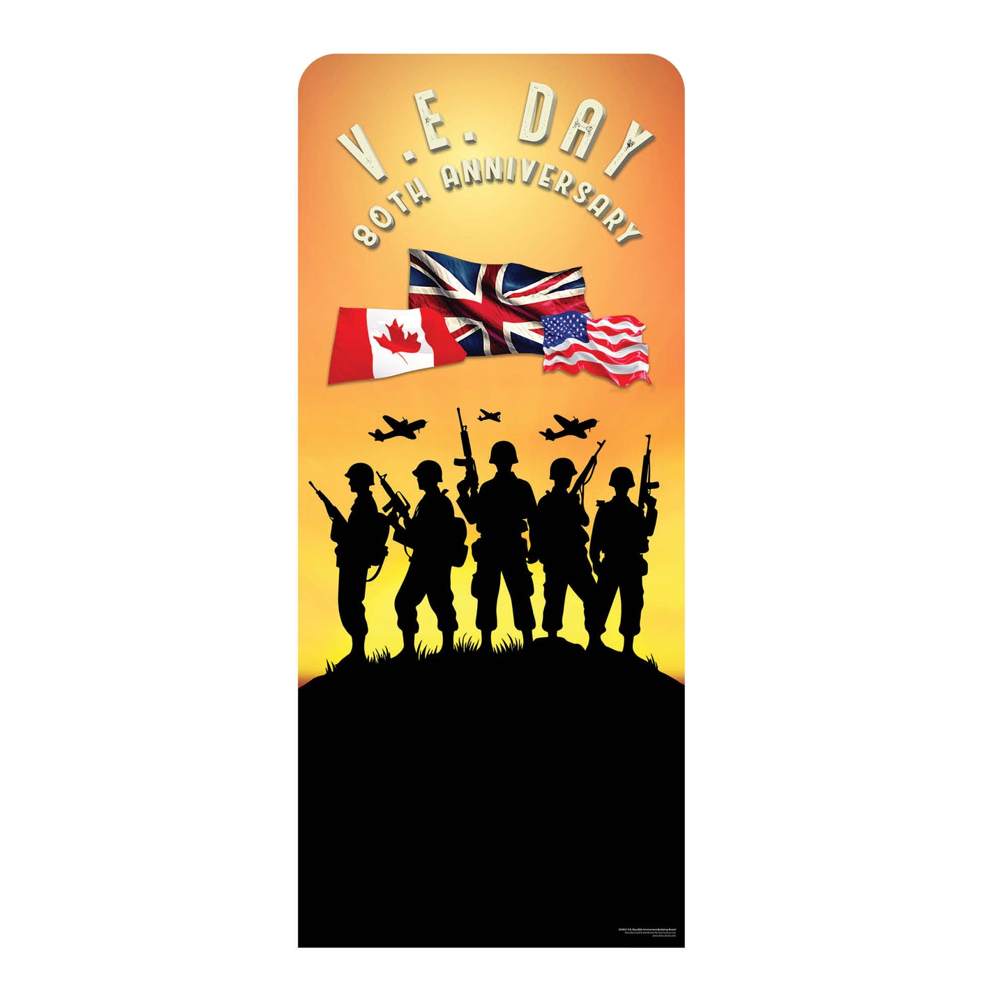 SC4631 VE Day 80th Anniversary Soldier Silhouettes Backdrop Single Cardboard Cut Out Height 185cm