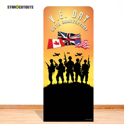 SC4631 VE Day 80th Anniversary Soldier Silhouettes Backdrop Single Cardboard Cut Out Height 185cm