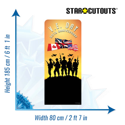 SC4631 VE Day 80th Anniversary Soldier Silhouettes Backdrop Single Cardboard Cut Out Height 185cm