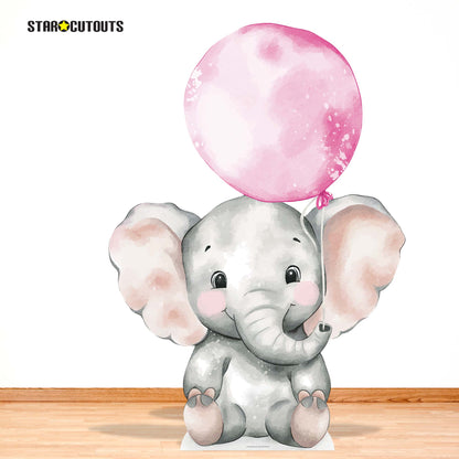 SC4633 Elephant with Pink Balloon Cardboard Cut Out Height 133cm
