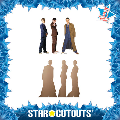 SC4643 Doctor Who The Tenth Doctor Shelf Top Set of Three Cardboard Cut Out Height 31cm