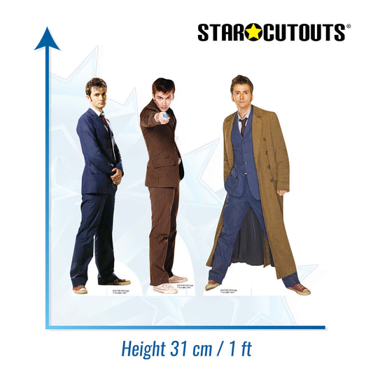 SC4643 Doctor Who The Tenth Doctor Shelf Top Set of Three Cardboard Cut Out Height 31cm