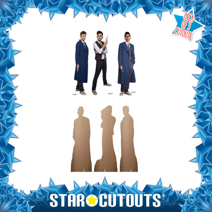 SC4644 Doctor Who The Fourteenth Doctor Shelf Top Set of Three Cardboard Cut Out Height 31cm