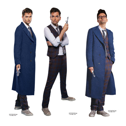 SC4644 Doctor Who The Fourteenth Doctor Shelf Top Set of Three Cardboard Cut Out Height 31cm