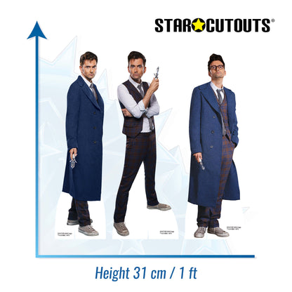 SC4644 Doctor Who The Fourteenth Doctor Shelf Top Set of Three Cardboard Cut Out Height 31cm