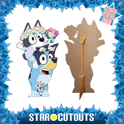 SC4664 Bluey and Muffin as Flower Girls  Cardboard Cut Out Height 136cm