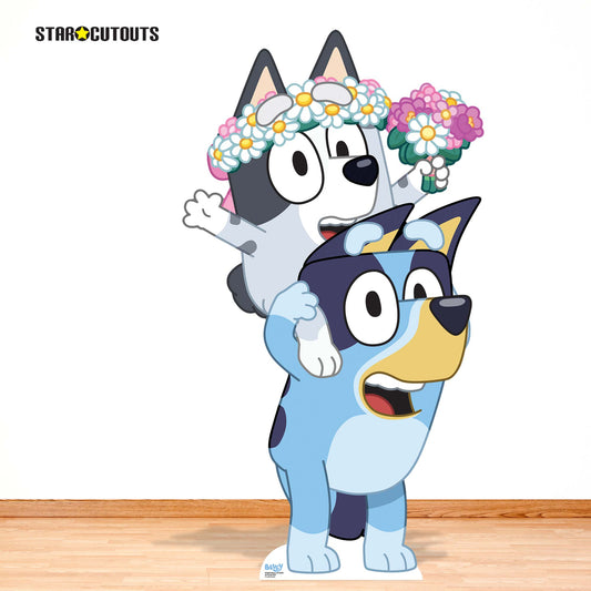 SC4664 Bluey and Muffin as Flower Girls  Cardboard Cut Out Height 136cm
