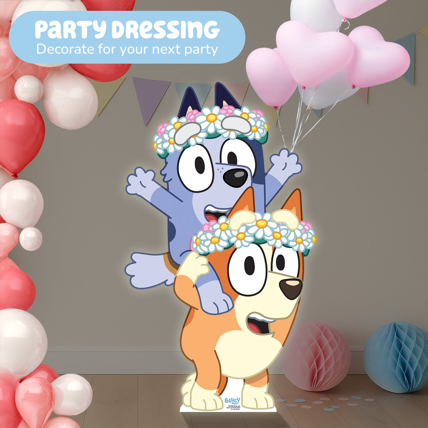 SC4665 Bingo and Socks as Flower Girls  Cardboard Cut Out Height 95cm