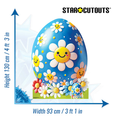 SC4684 Blue White Kid Easter Egg  Cardboard Cut Out Height 130cm