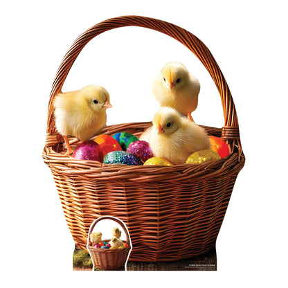 SC4686 Easter Chicks In Basket Cardboard Cut Out Height 94cm