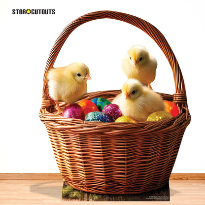 SC4686 Easter Chicks In Basket Cardboard Cut Out Height 94cm