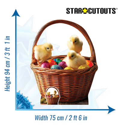 SC4686 Easter Chicks In Basket Cardboard Cut Out Height 94cm