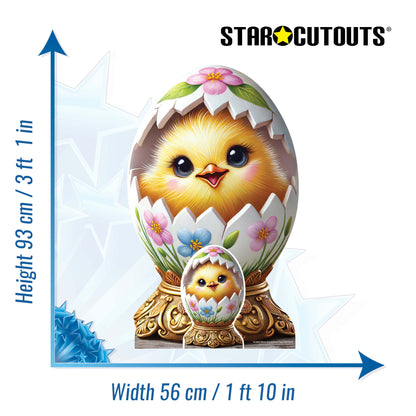 SC4690 Cute Easter Egg with Chick Star Mini Cardboard Cut Out Height 93cm