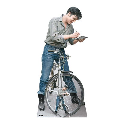 SC4716 Elvis Blue Jeans Autograph On Bike  Cardboard Cut Out Height 183cm
