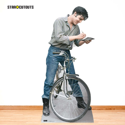 SC4716 Elvis Blue Jeans Autograph On Bike  Cardboard Cut Out Height 183cm