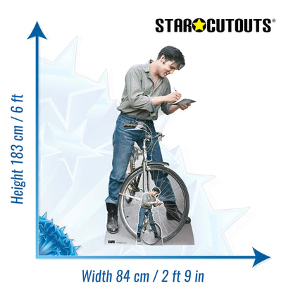 SC4716 Elvis Blue Jeans Autograph On Bike  Cardboard Cut Out Height 183cm