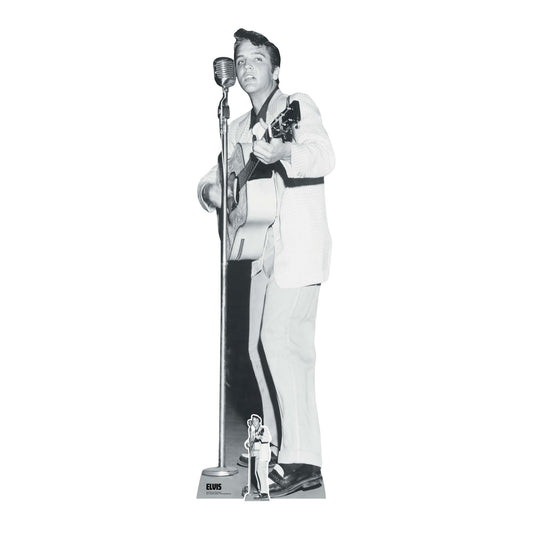 SC4718 Elvis Black & White on Stage Guitar Cardboard Cut Out Height 184cm