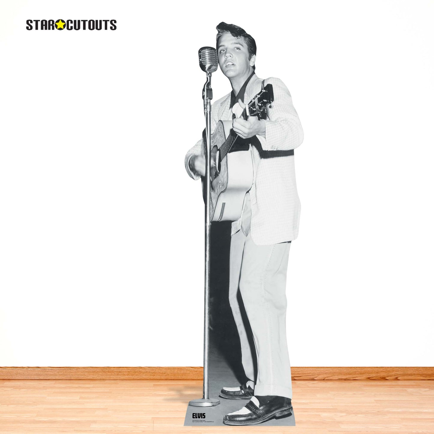 SC4718 Elvis Black & White on Stage Guitar Cardboard Cut Out Height 184cm